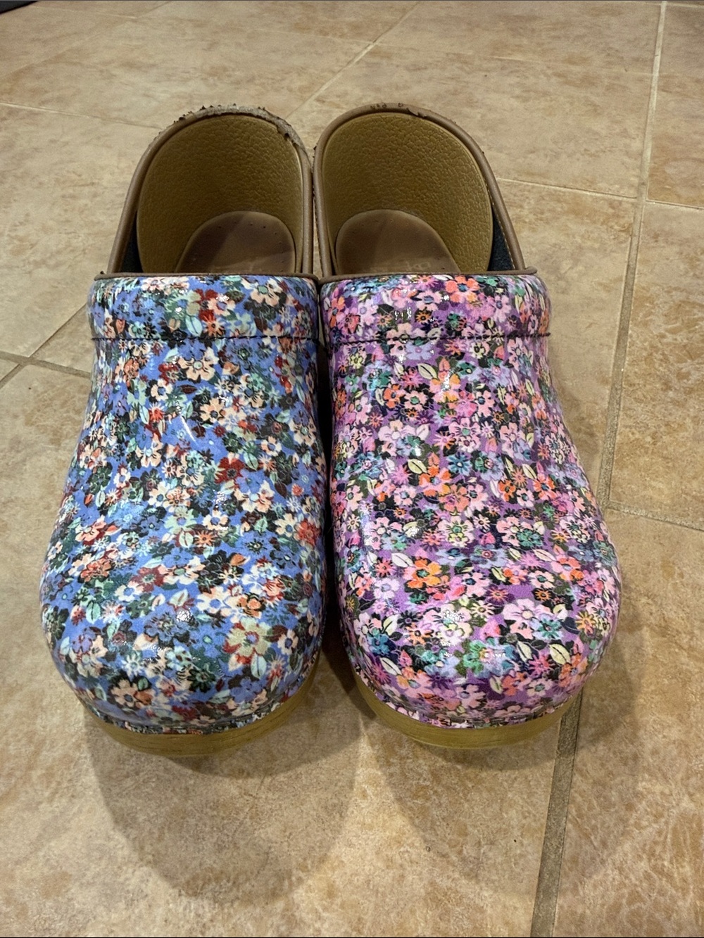 Dansko Floral Clogs — Blue & Pink Floral Mix